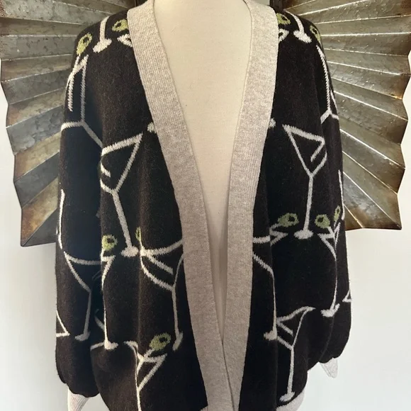 New with Tag Anthropologie Bel Kazan Cardigan with Martini Design One Size - Picture 11 of 14
